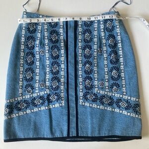 River Island denim embroidery   A-Line Mini Skirt sz 8 new